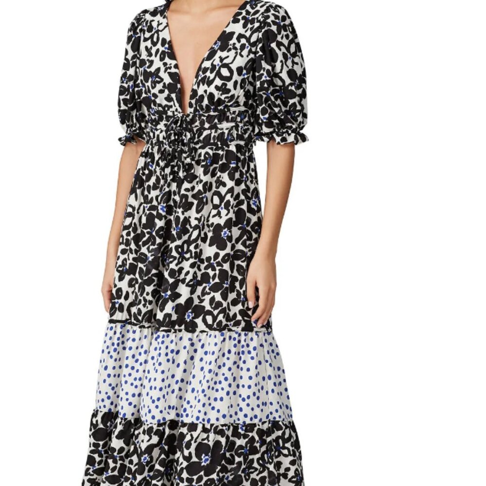 Black Floral Puff Sleeve Dress, S by Love, Whit by Whitney Port